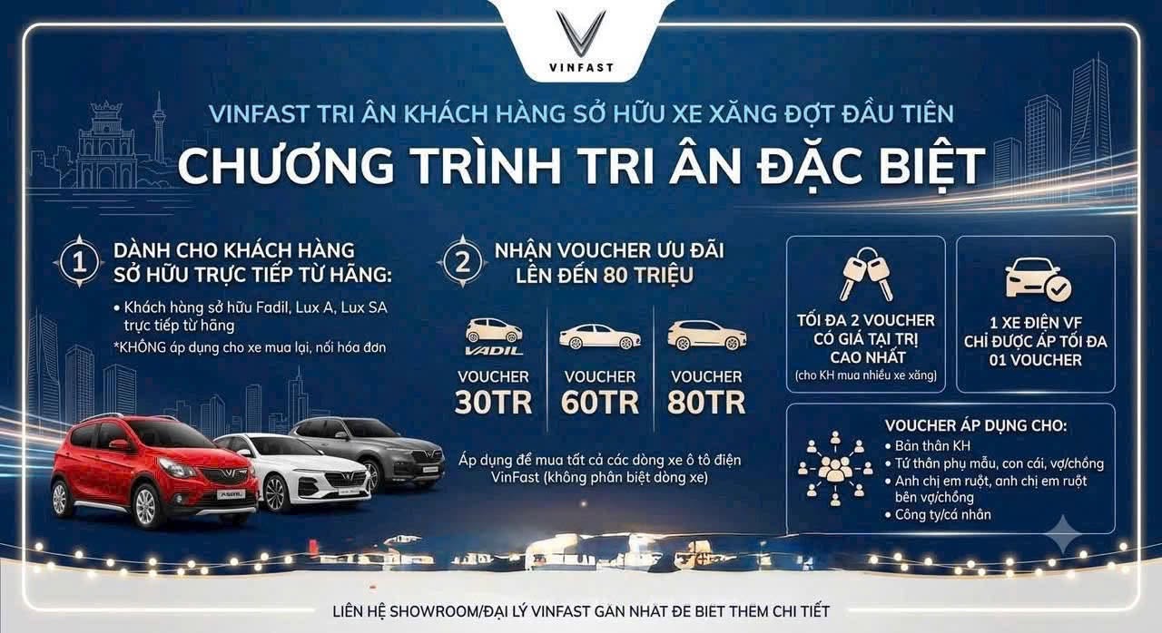 VINFAST TRI ÂN KHÁCH HÀNG SỞ HỮU XE XĂNG