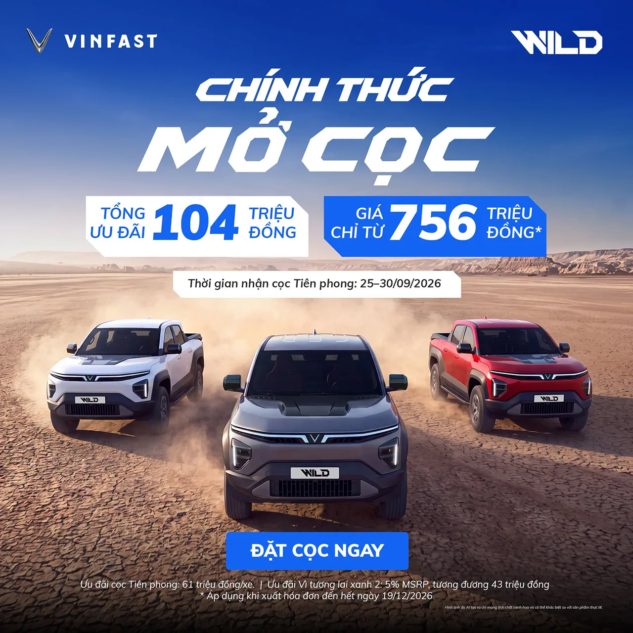 Chính thức mở cọc VF Wild, tổng ưu đãi lên đến 104 triệu